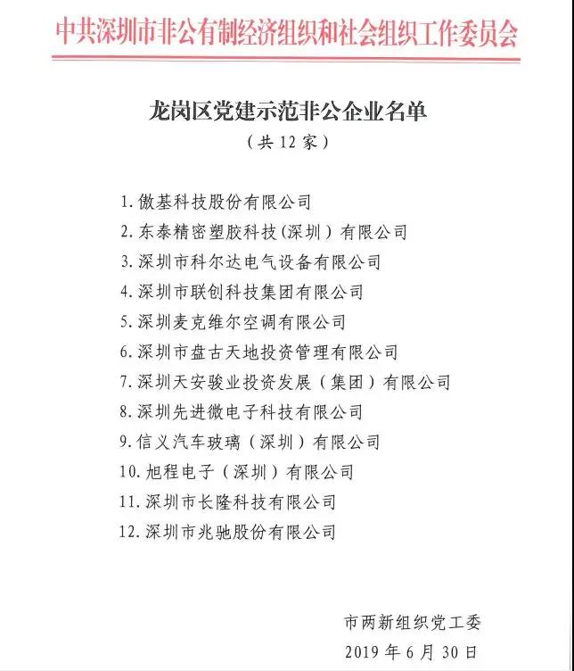 深圳市非公企業(yè)黨建“百企示范，整體提升”項目企業(yè)